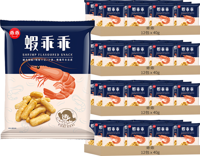 乖乖 玉米脆條蝦乖乖 原味, 40g, 48包