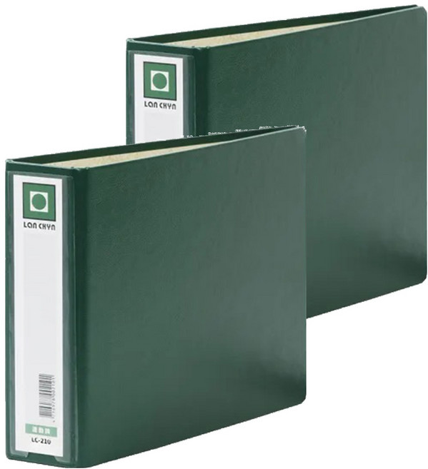 Lan CHYn 連勤牌文具 D型資料卡夾 精裝二孔 LC-210 1吋, 綠色, 2個