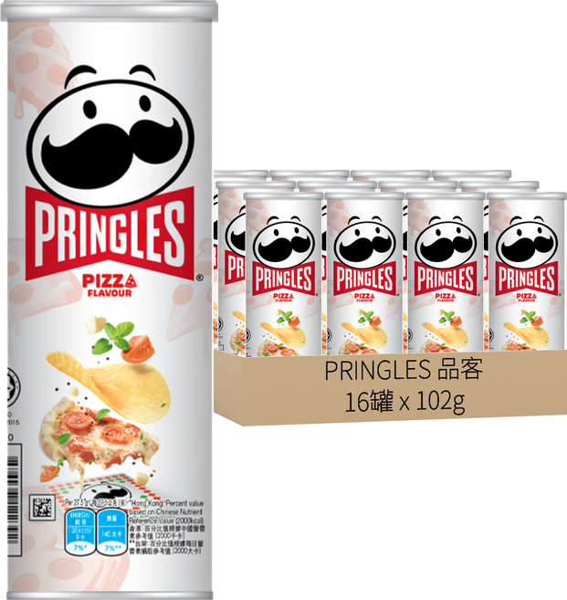 PRINGLES 品客 洋芋片 比薩口味, 102g, 16罐