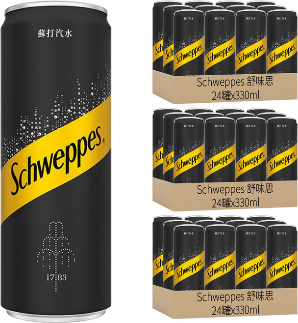 Schweppes 舒味思 蘇打汽水, 330ml, 72罐