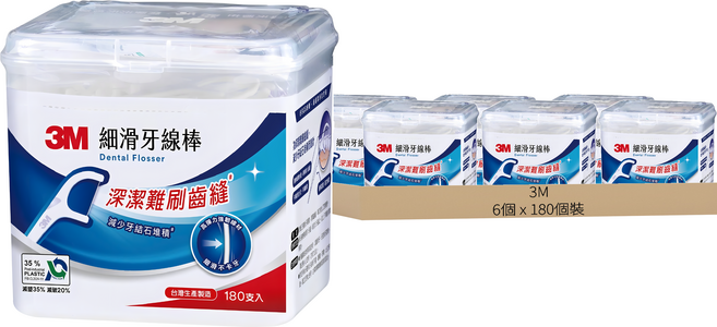 3M 細滑牙線棒 ECO新版, 180支, 6盒
