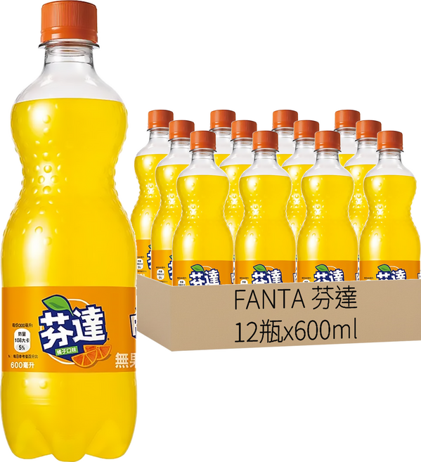 FANTA 芬達 橘子汽水, 600ml, 12瓶