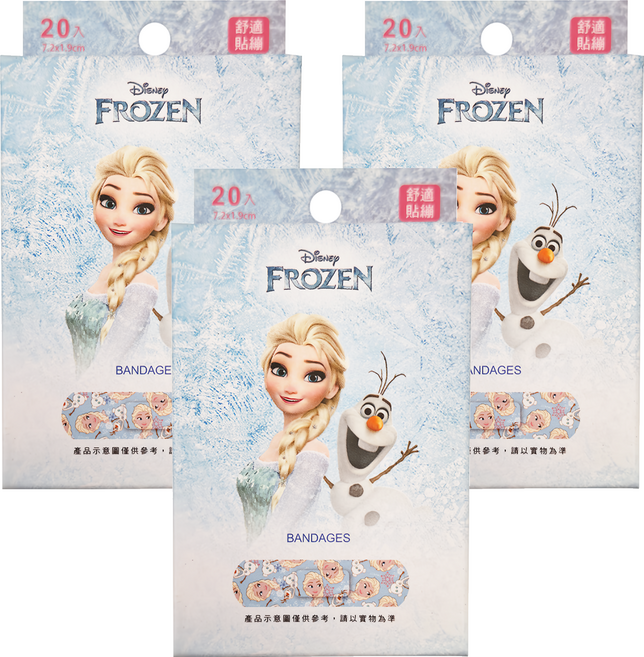 ONEDER 旺達棉品 醫療用黏性膠帶及黏性繃帶 FZ-LQ01 冰雪奇緣, 20片, 3盒