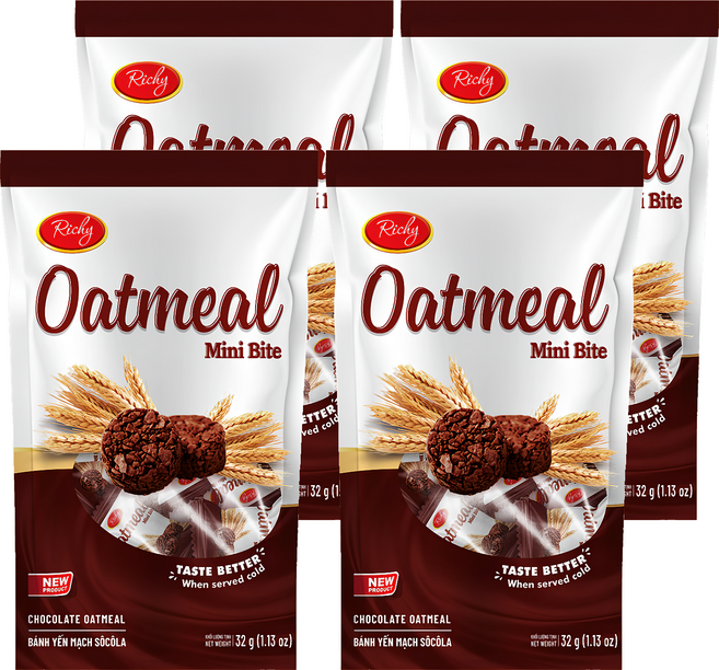 Richy 迷你一口燕麥酥 巧克力風味, 32g, 4包