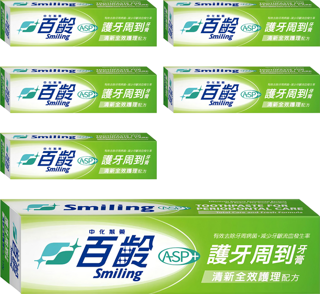 Smiling 百齡 護牙周到牙膏 清新全效, 110g, 6條