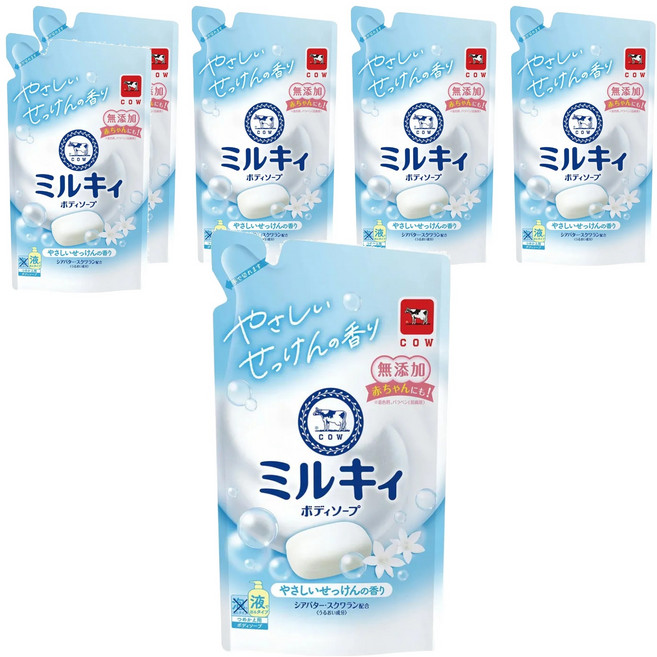 Milky Bodysoap 台灣公司貨 牛乳精華沐浴乳 補充包 清新皂香, 360ml, 6包