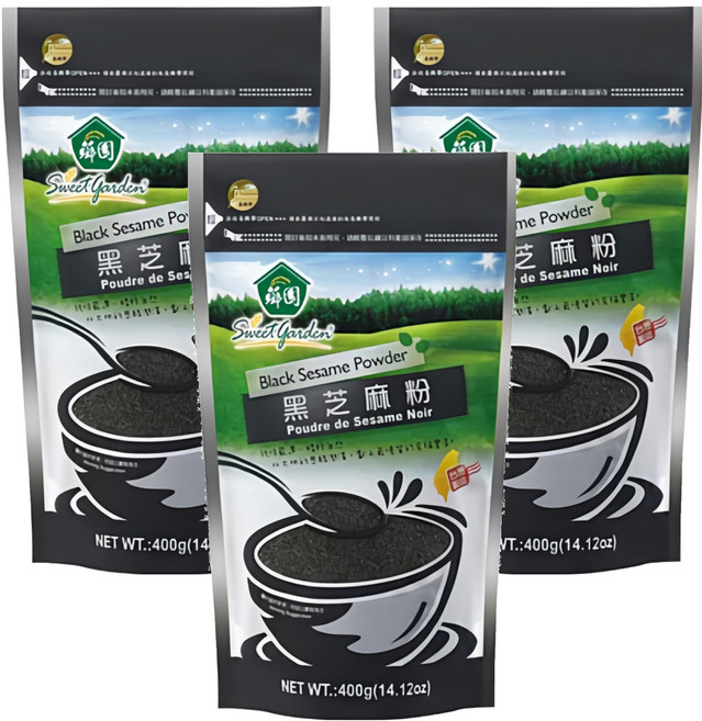 薌園 黑芝麻粉 熟粉, 400g, 3包
