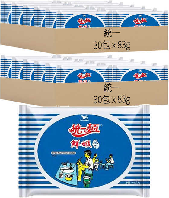 統一 統一麵 鮮蝦風味 83g, 60包