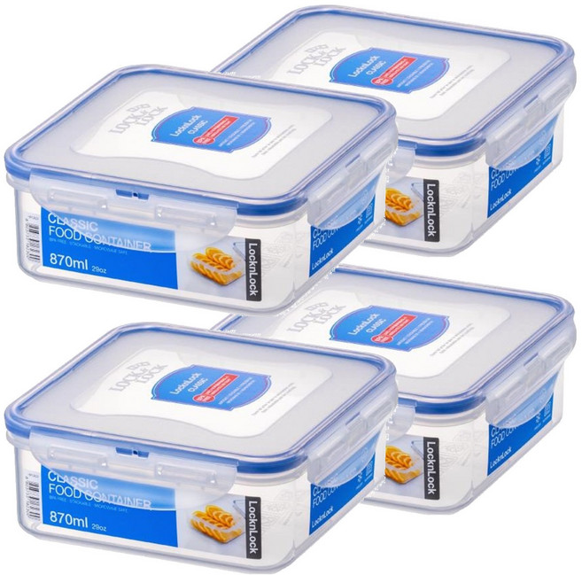 LocknLock 樂扣樂扣 塑料保鮮盒 NTL-CN-18 HPL823C 870ml, 容器 + 蓋子, 4個