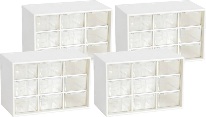 BangJiaShi 幫家適 九宮格透明抽屜收納盒, 透明色, 4個