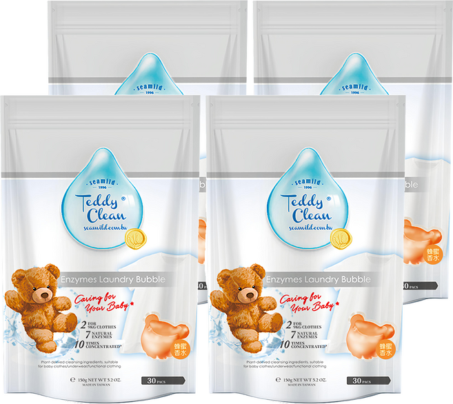 清淨海 Teddy Clean 純淨系列 植萃酵素洗衣膠囊 蜂蜜香水 5g, 30個裝, 4包