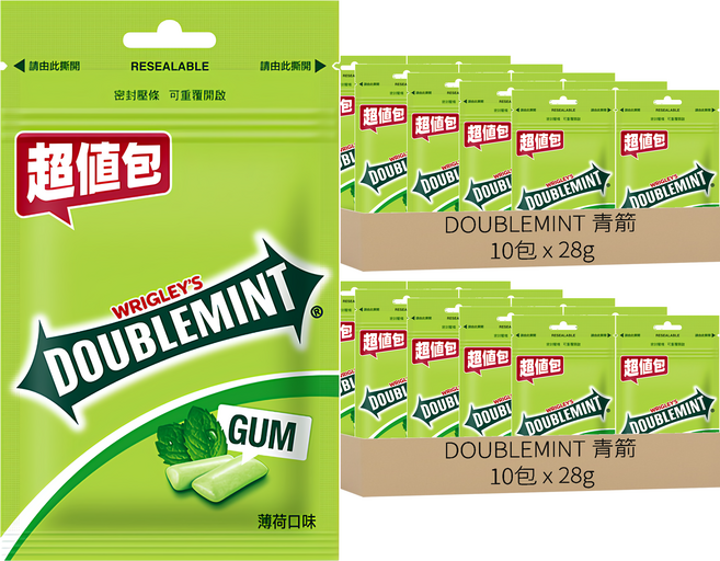 DOUBLEMINT 青箭 粒裝口香糖 薄荷口味, 28g, 20包