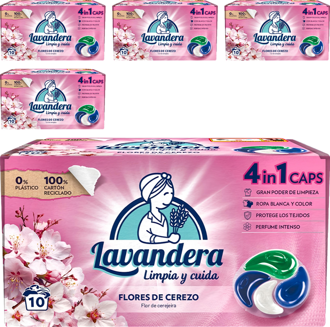 La Antigua Lavandera 4合1洗衣球 櫻花, 10顆, 5盒