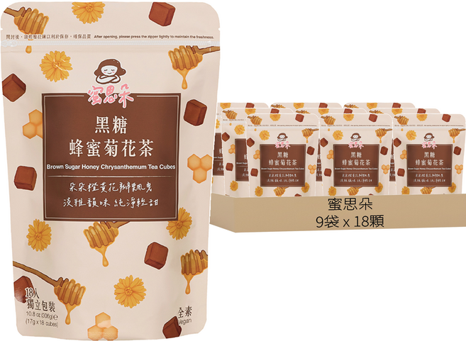 蜜思朵 黑糖蜂蜜菊花茶, 17g, 18顆, 9袋