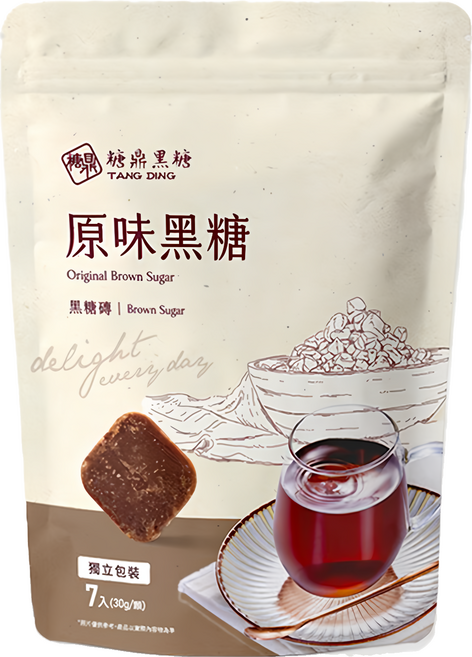 糖鼎 黑糖磚 原味黑糖, 30g, 7顆, 1袋