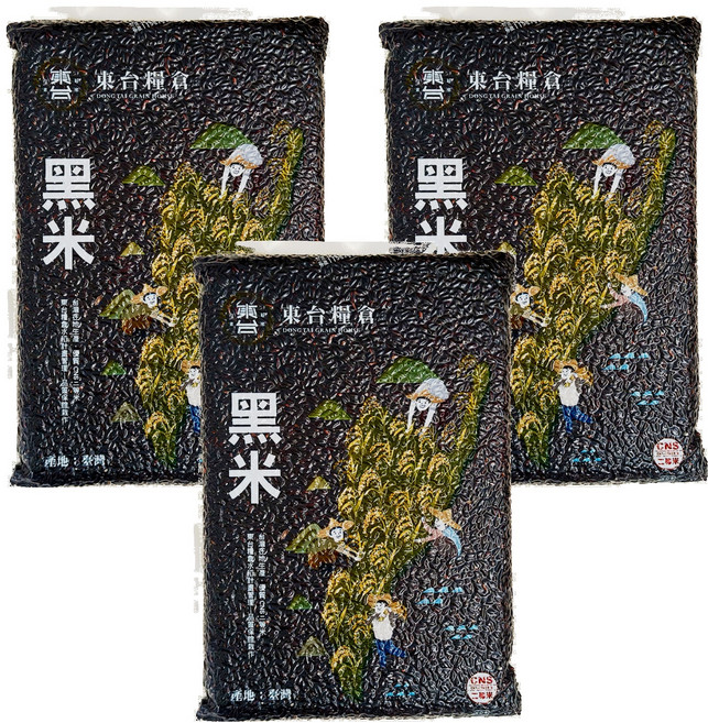 東台糧倉 黑米, 1kg, 3個