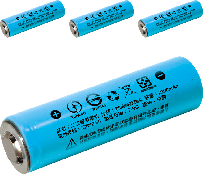 iNeno 艾耐諾 18650鋰單充電式電池 2200mAh 凸頭, 4個, 1入