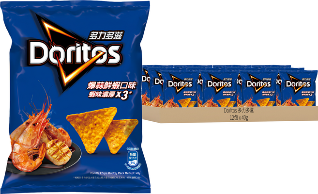 Doritos 多力多滋 玉米片 爆蒜鮮蝦, 40g, 12包