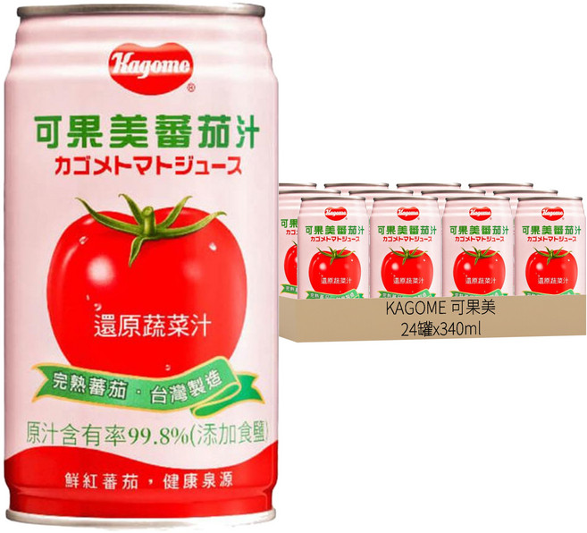 KAGOME 可果美 蕃茄汁, 340ml, 24罐
