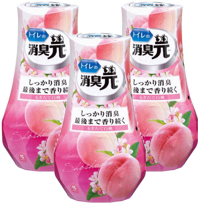 【Kobayashi 小林製藥】消臭元空氣芳香劑-浴廁用白桃香【兔雜tuzha】, 400ml, 3個