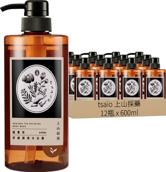 tsaio 上山採藥 舒緩調理沐浴露 國寶茶, 600ml, 12瓶