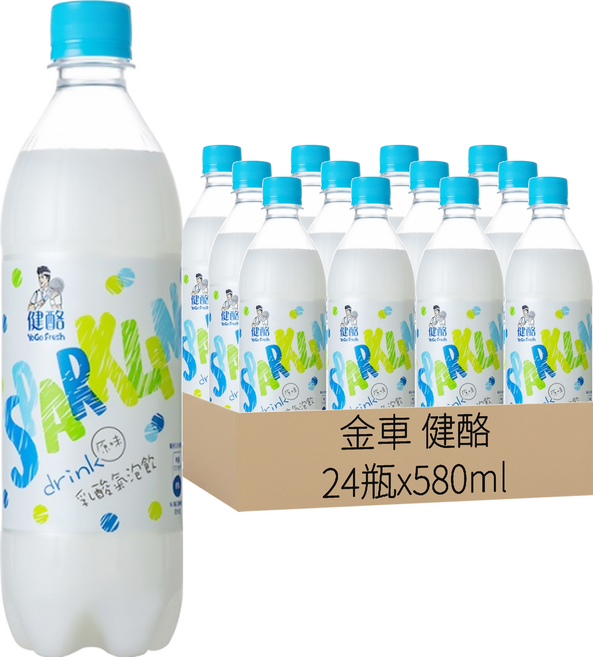 金車 健酪 乳酸氣泡飲 原味, 580ml, 24瓶