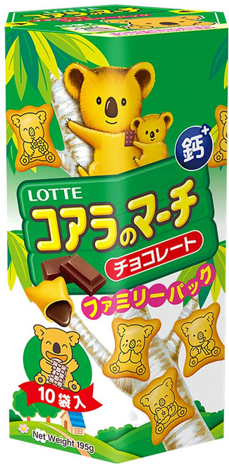 LOTTE 樂天 小熊餅 小熊餅乾家庭號 巧克力風味, 195g, 1盒