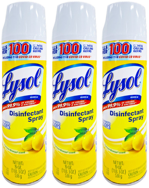 Lysol 來舒 抗菌清潔噴霧 青檸微風, 19oz, 3瓶