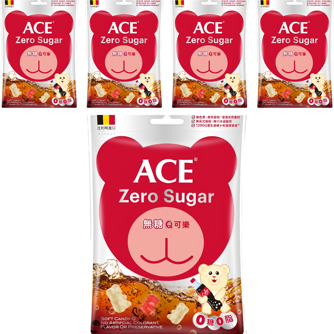ACE Q軟糖 可樂 無糖, 44g, 5袋
