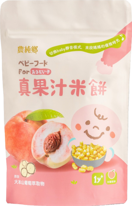 農純鄉 真果汁米餅 水蜜桃口味, 水蜜桃, 40g, 1個