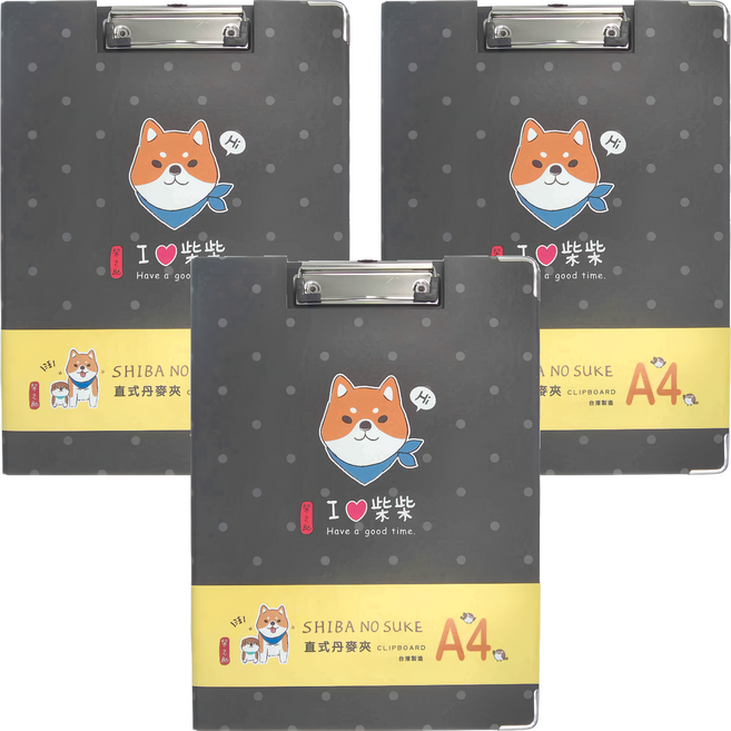 Sunny 三瑩文具 柴之助丹麥直式板夾 A4 320 x 230mm, 黑色, 3個