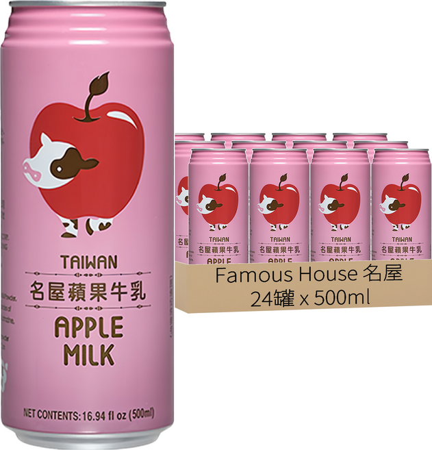 Famous House 名屋 蘋果牛乳味飲料, 500ml, 24罐