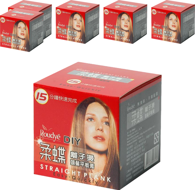 Roudye 柔蝶 DIY離子燙平板膏 15分鐘快速完成 無臭味不傷髮質, 180ml, 6罐