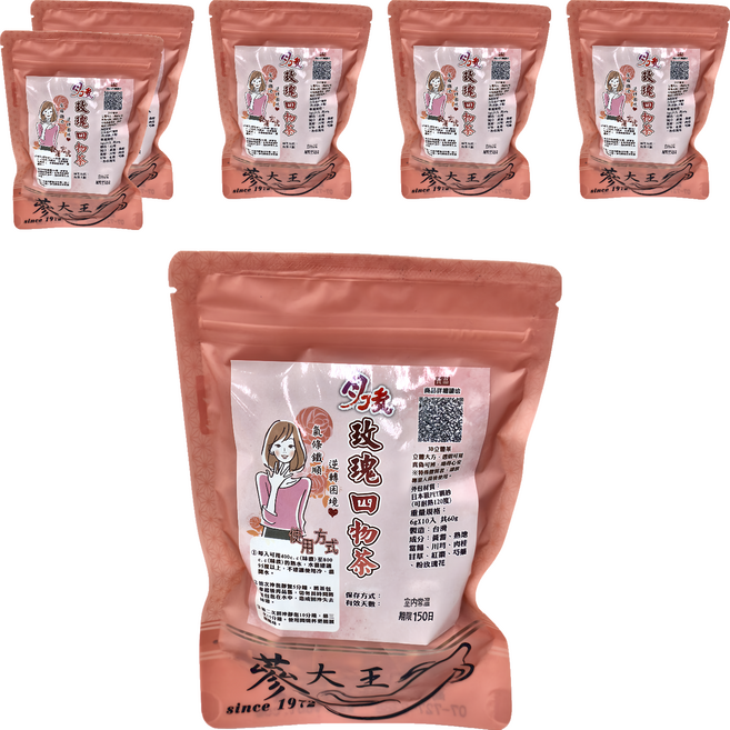 蔘大王 月後 玫瑰四物茶包, 6g, 10包, 6袋