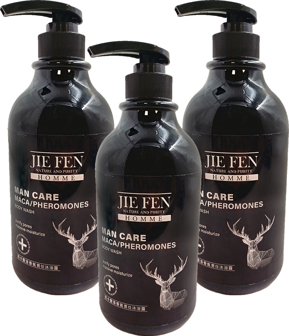 Jie Fen 潔芬生活 瑪卡費洛香氛男士沐浴露, 750ml, 3瓶