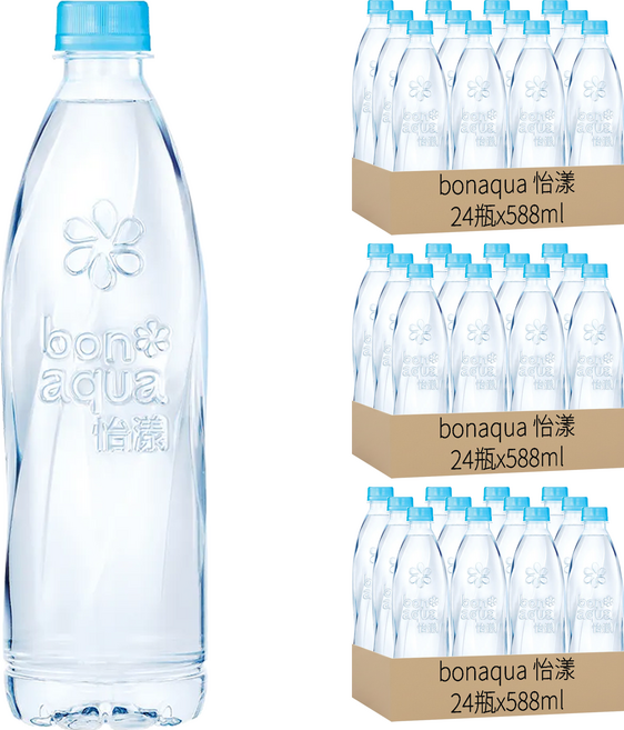 bonaqua 怡漾 鹼性離子水, 588ml, 72瓶