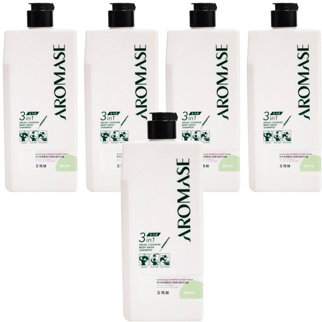 AROMASE 艾瑪絲 草本胺基酸每日健康洗髮沐浴露 暖陽玫瑰, 5個, 520ml