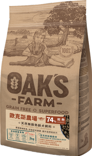 OAK'S FARM 熟齡犬 天然無穀乾飼料, 1袋