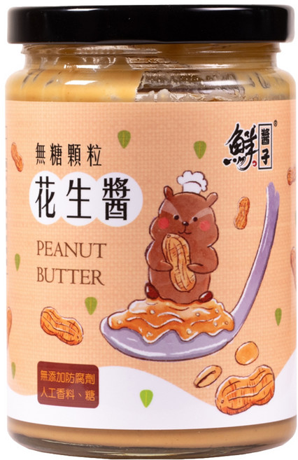 鮮醬子 無糖顆粒花生醬, 340g, 1罐