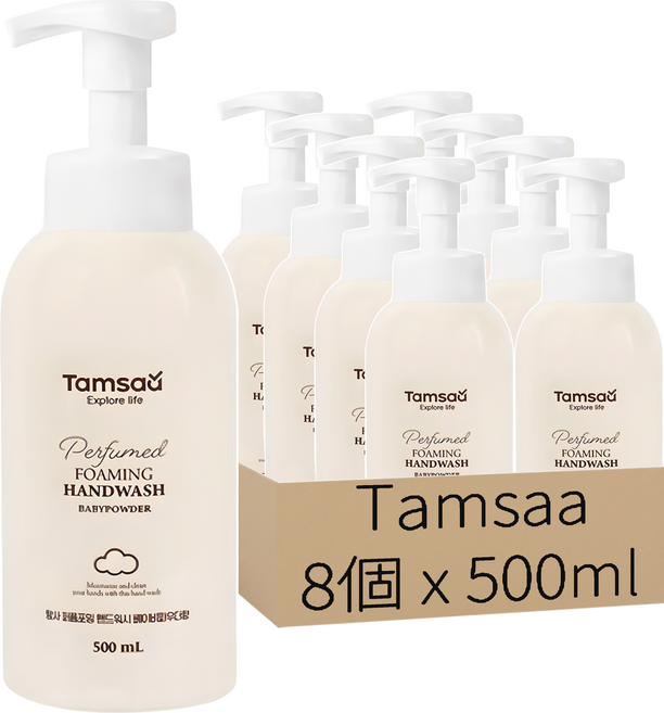 Tamsaa 香氛洗手慕斯 爽身粉香, 500ml, 8瓶