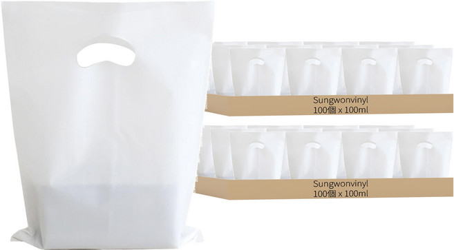 Sungwonvinyl 環形塑料袋 50 x 40cm 白色, 100ml, 200個