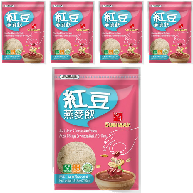 SUNWAY 鄉味 紅豆燕麥飲, 250g, 5個