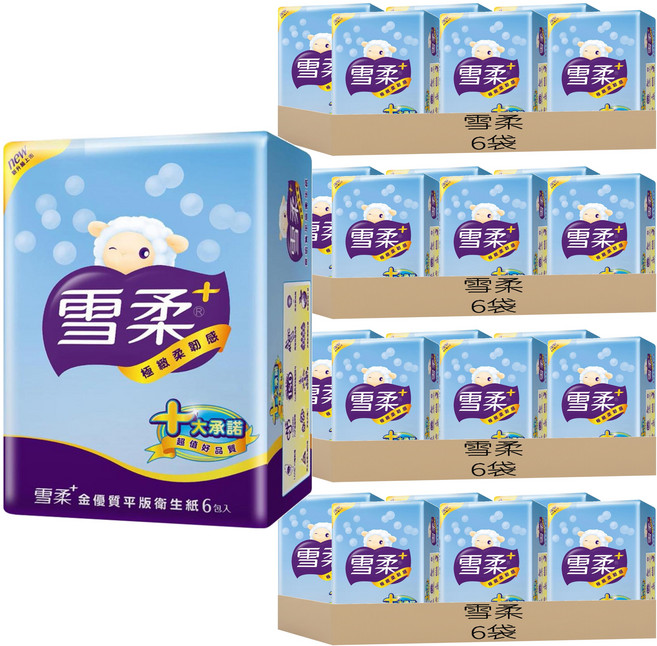 雪柔 金優質平版衛生紙, 6包, 24袋