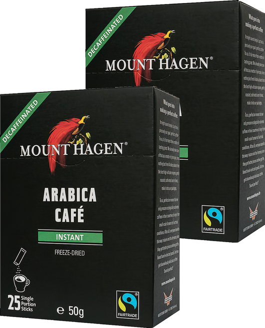 MOUNT HAGEN 公平貿易低咖啡因即溶咖啡粉, 2g, 25條, 2盒