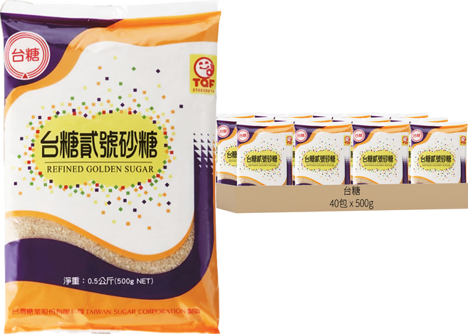台糖 貳號砂糖, 500g, 40包