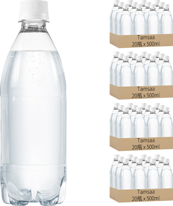 Tamsaa 無標籤氣泡水 原味, 500ml, 80瓶