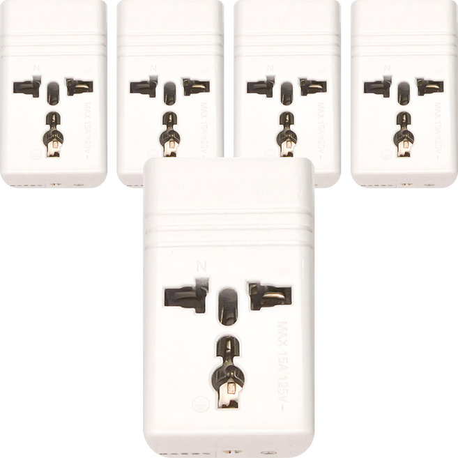 Dr.AV 聖岡科技 2P台灣專用 萬國轉換節能插頭 1孔 TNT-896S 13.4 x 8 x 6cm, 13.4cm, 白色, 5個