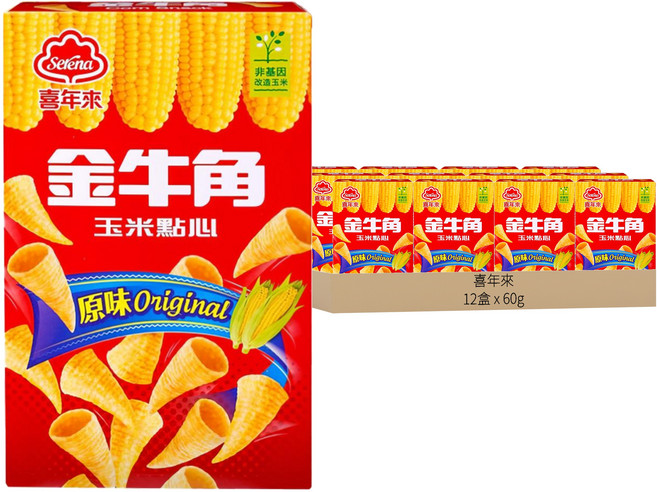喜年來 金牛角 玉米點心 原味, 60g, 12盒
