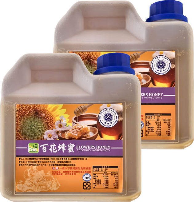 彩花蜜 台灣嚴選百花蜂蜜, 1.2kg, 2桶