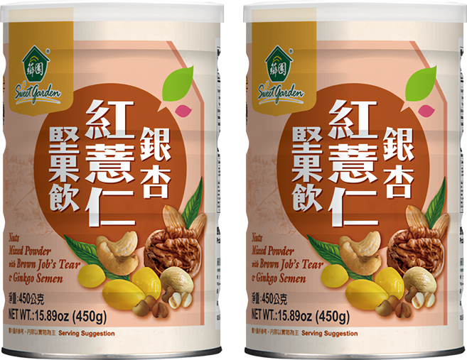 薌園 銀杏紅薏仁堅果飲 多種穀物 膳食纖維, 450g, 2罐